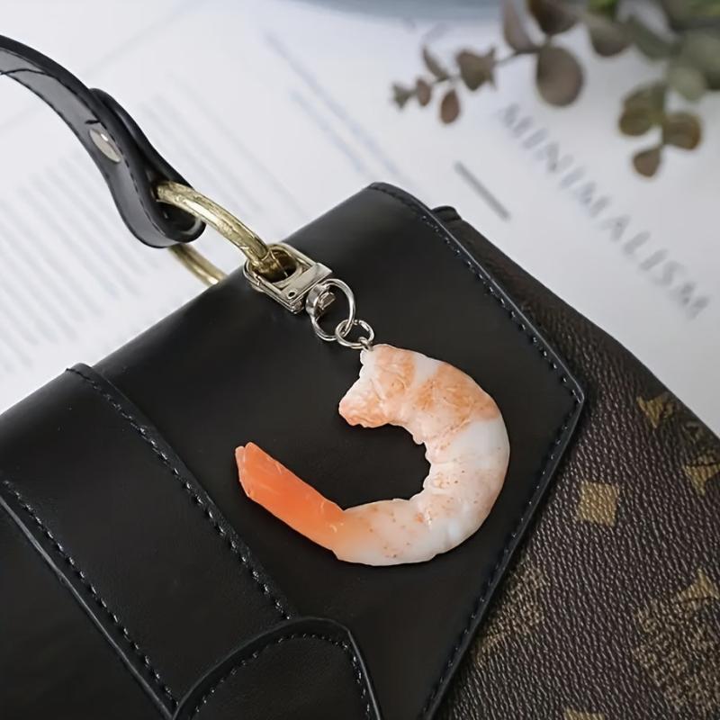 Cute Simulated Shrimp Keychain Seafood Car Key Pendant Bag Ornament