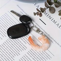 Cute Simulated Shrimp Keychain Seafood Car Key Pendant Bag Ornament