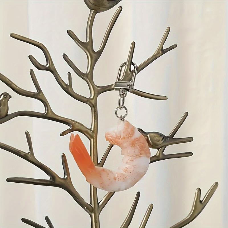 Cute Simulated Shrimp Keychain Seafood Car Key Pendant Bag Ornament