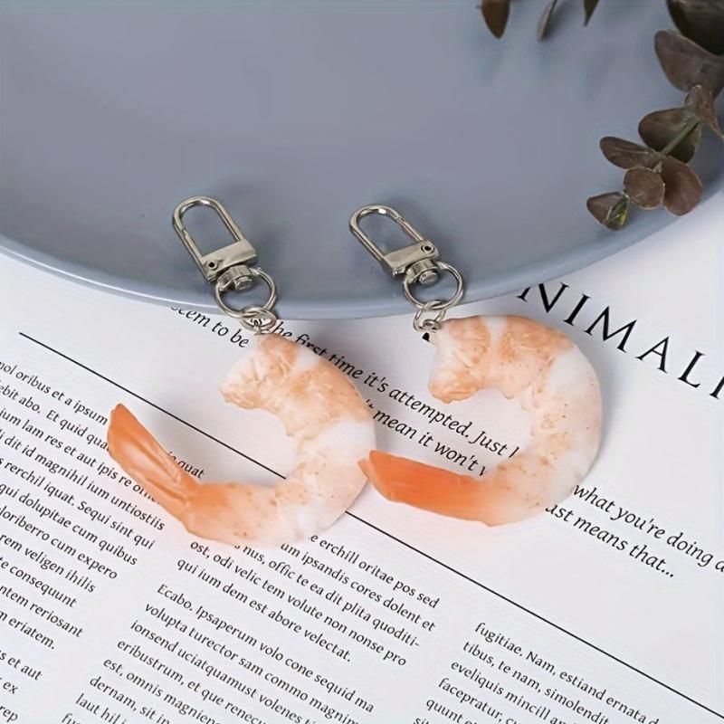 Cute Simulated Shrimp Keychain Seafood Car Key Pendant Bag Ornament