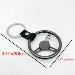 Racing Steering Wheel Metal Key Ring Holder Bag Pendant