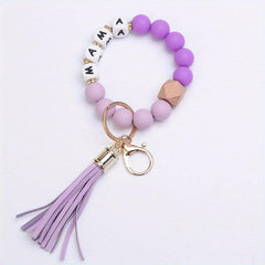MAMA Silicone Bead Bracelet Women's Keychain Cross-border Jewelry