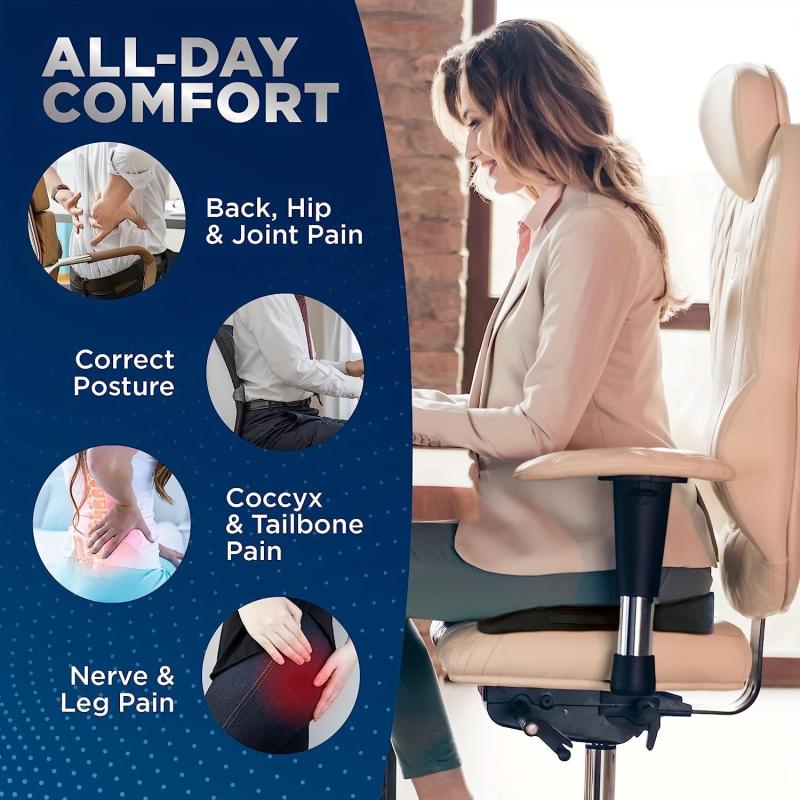 Memory Foam Coccyx Pad for Pain Relief in Office Chair Car Seat