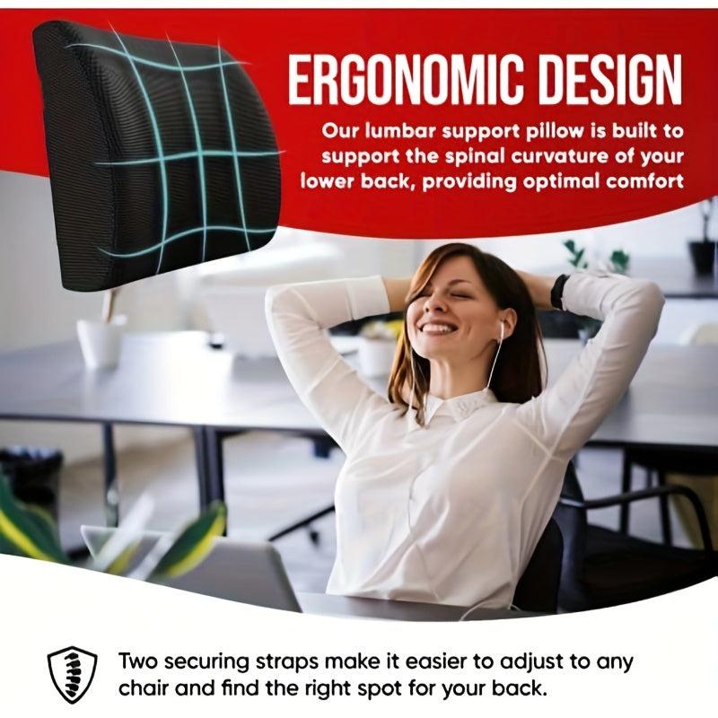 Memory Foam Lumbar Support Pillow for Office Chairs, Cars & More