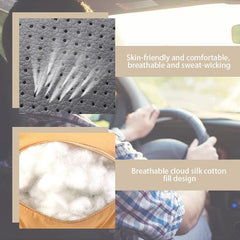 Car Neck Pillow PU Leather Mesh Headrest Cushion