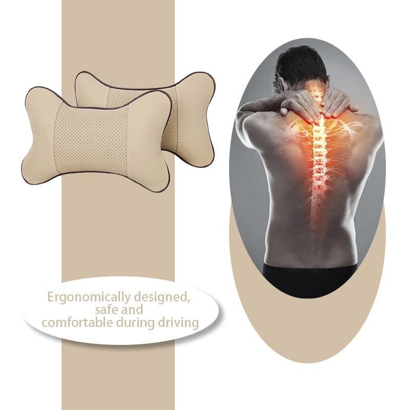 Car Neck Pillow PU Leather Mesh Headrest Cushion