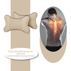 Car Neck Pillow PU Leather Mesh Headrest Cushion