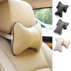 Car Neck Pillow PU Leather Mesh Headrest Cushion