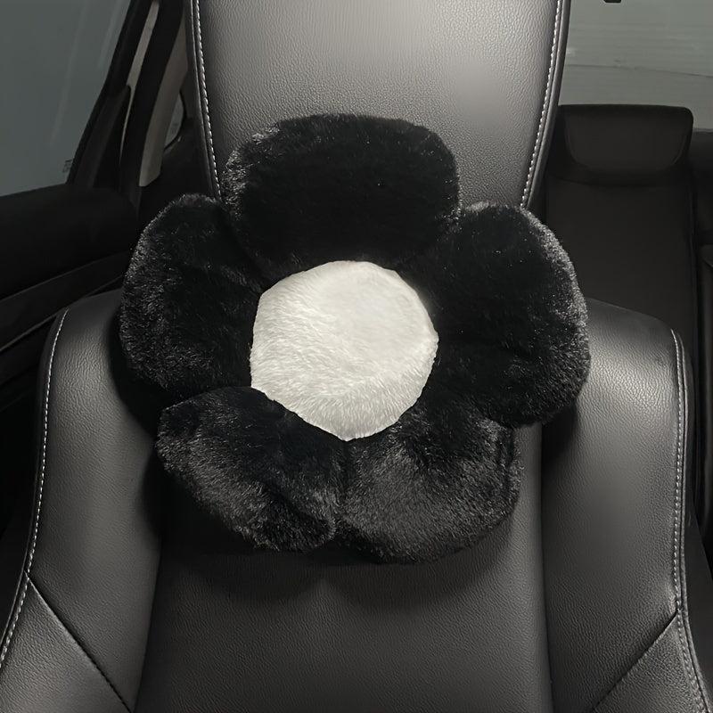 Plush Flower Car Headrest & Waist Pillow Set