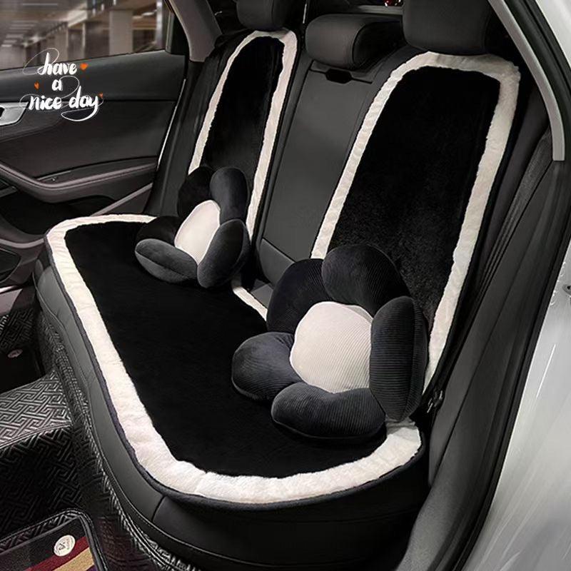 Plush Flower Car Headrest & Waist Pillow Set