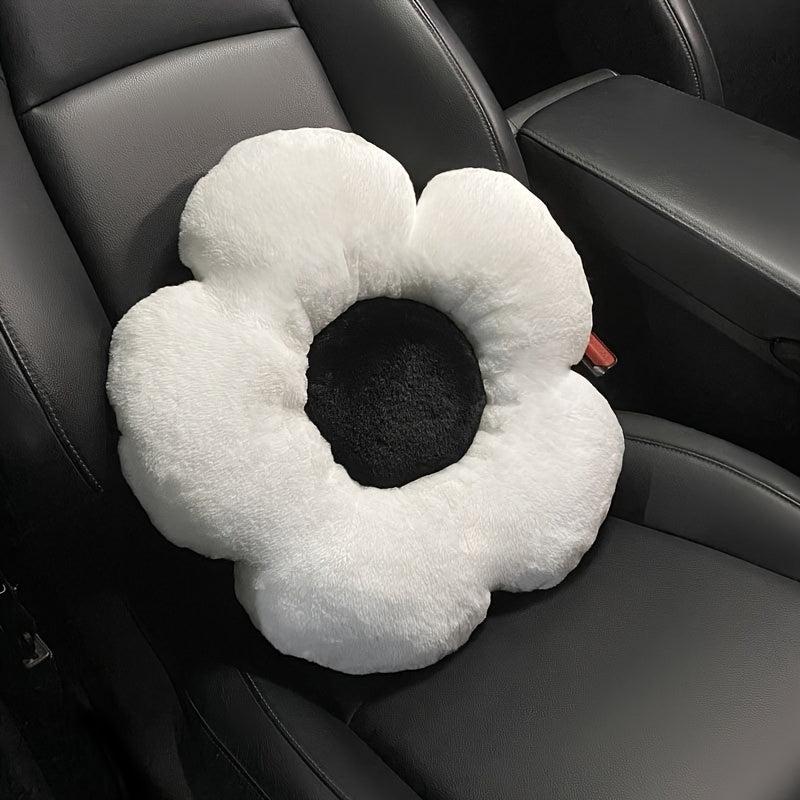 Plush Flower Car Headrest & Waist Pillow Set