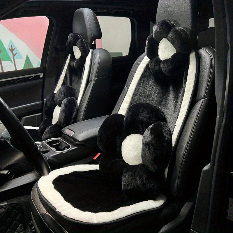 Plush Flower Car Headrest & Waist Pillow Set