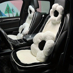 Plush Flower Car Headrest & Waist Pillow Set