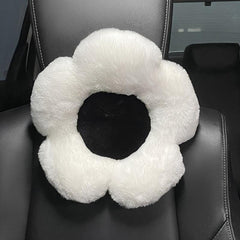 Plush Flower Car Headrest & Waist Pillow Set