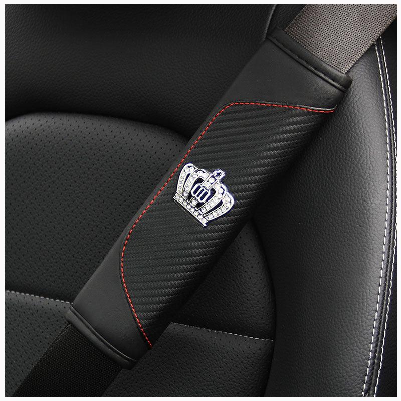 Carbon Fiber Leather Shoulder Protector for Seatbelts
