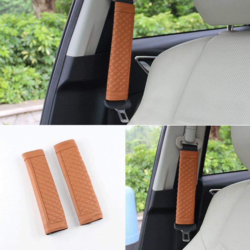 1 Pair Car Safety Seat Belt Faux Leather Shoulder Pad Cover Belt Protector