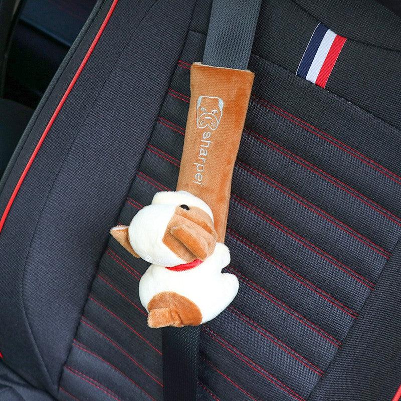 Plush Dog Cat Car Seat Belt Cover for Comfortable Safety