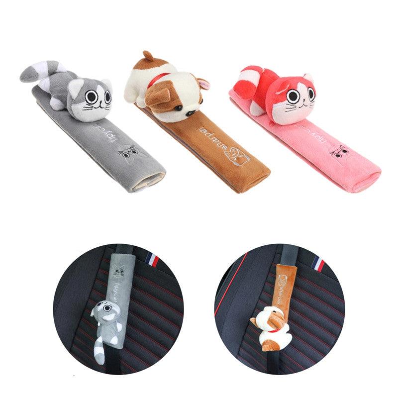 Plush Dog Cat Car Seat Belt Cover for Comfortable Safety