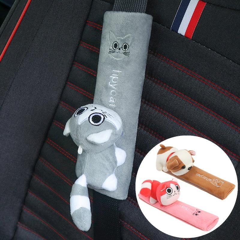 Plush Dog Cat Car Seat Belt Cover for Comfortable Safety