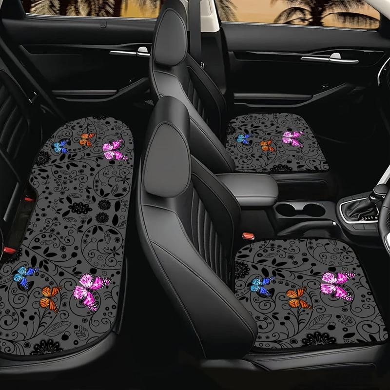 1pc Butterfly Pattern Car Seat Cover Front Rear Seat Pad Car Interior Seat Mat
