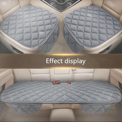 3pcs Plush Plaid Car Seat Cushion for Warmth & Protection