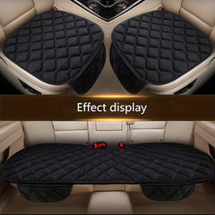 3pcs Plush Plaid Car Seat Cushion for Warmth & Protection
