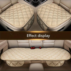 3pcs Plush Plaid Car Seat Cushion for Warmth & Protection