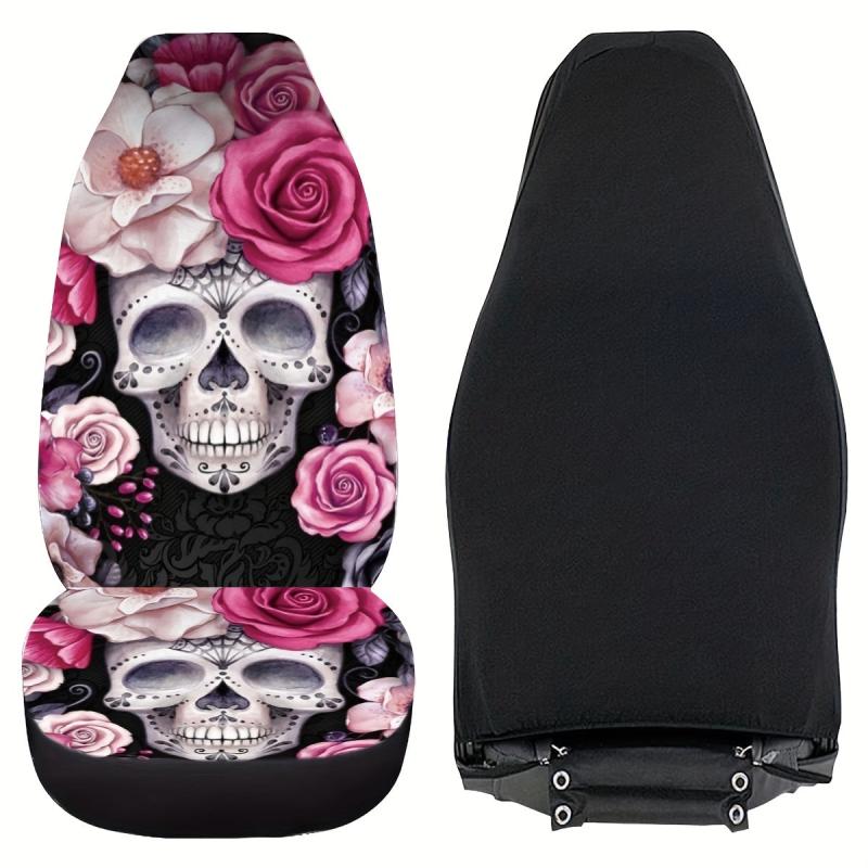 Universal Car Interior Flower Skull Print Seat Cover