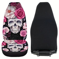 Universal Car Interior Flower Skull Print Seat Cover