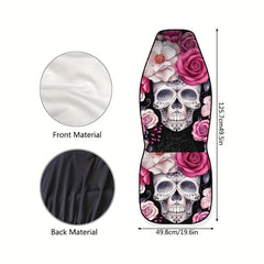 Universal Car Interior Flower Skull Print Seat Cover
