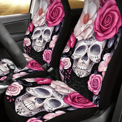 Universal Car Interior Flower Skull Print Seat Cover