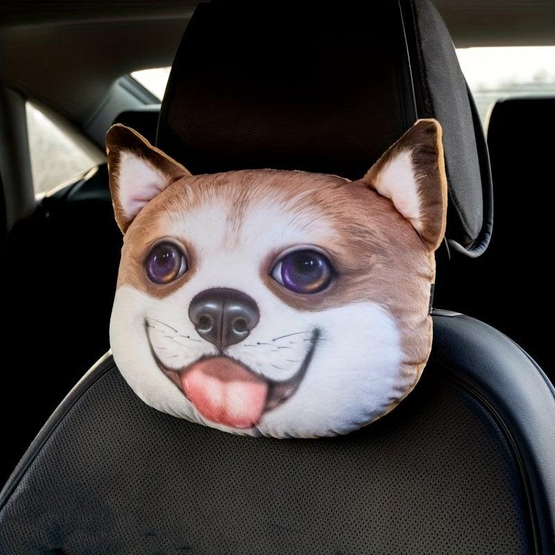 Car Headrest Cartoon Neck Pillow Husky Removable Washable