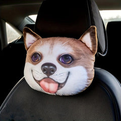 Car Headrest Cartoon Neck Pillow Husky Removable Washable