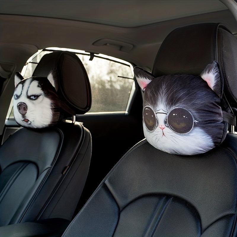 Car Headrest Cartoon Neck Pillow Husky Removable Washable