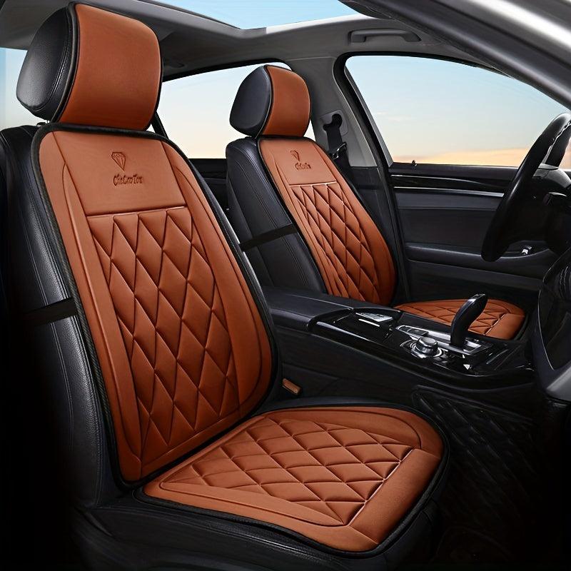 Faux Leather Car Seat Cover Rhombus Pattern Auto Van SUV
