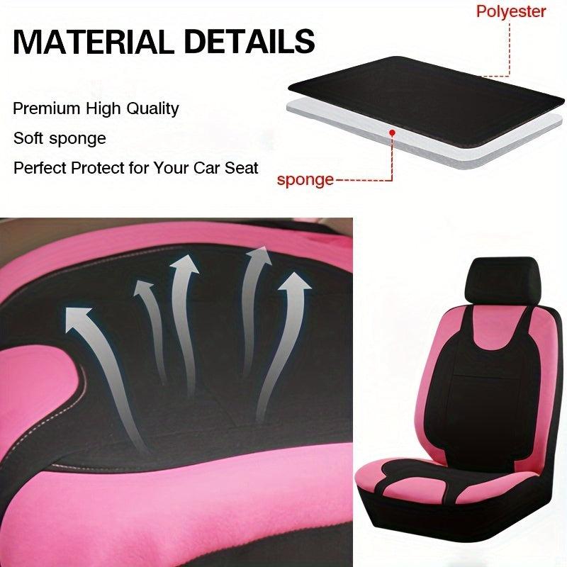 Soft Pink Car Seat Cover Set for Women, Airbag Compatible