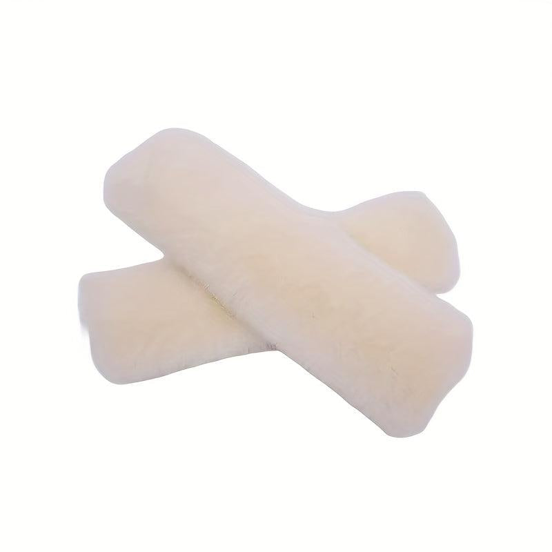 2pcs Soft Sheepskin Car Seat Belt Cushion - Shoulder & Neck Pad Protection