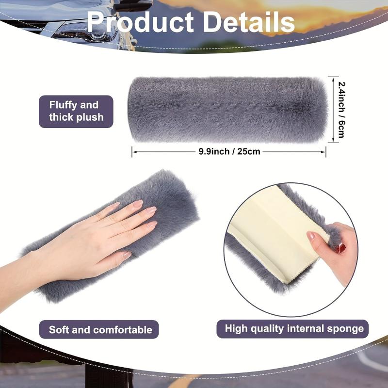 2pcs Soft Sheepskin Car Seat Belt Cushion - Shoulder & Neck Pad Protection
