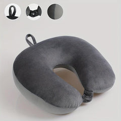Car Neck U Shaped Headrest Grey Elastic Headrest Seat Pillow