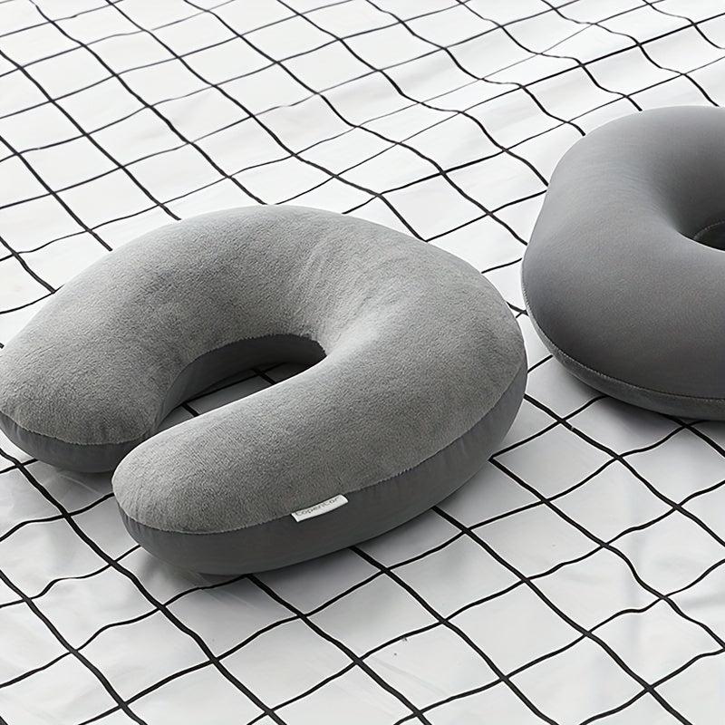 Car Neck U Shaped Headrest Grey Elastic Headrest Seat Pillow