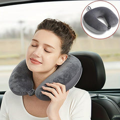 Car Neck U Shaped Headrest Grey Elastic Headrest Seat Pillow