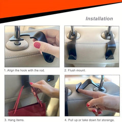 2pcs Car Hook Rear Hidden Stickable Car 7-shaped Hook Auto Back Seat Organizer