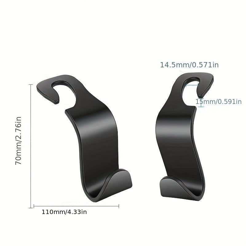 2pcs Car Hook Rear Hidden Stickable Car 7-shaped Hook Auto Back Seat Organizer