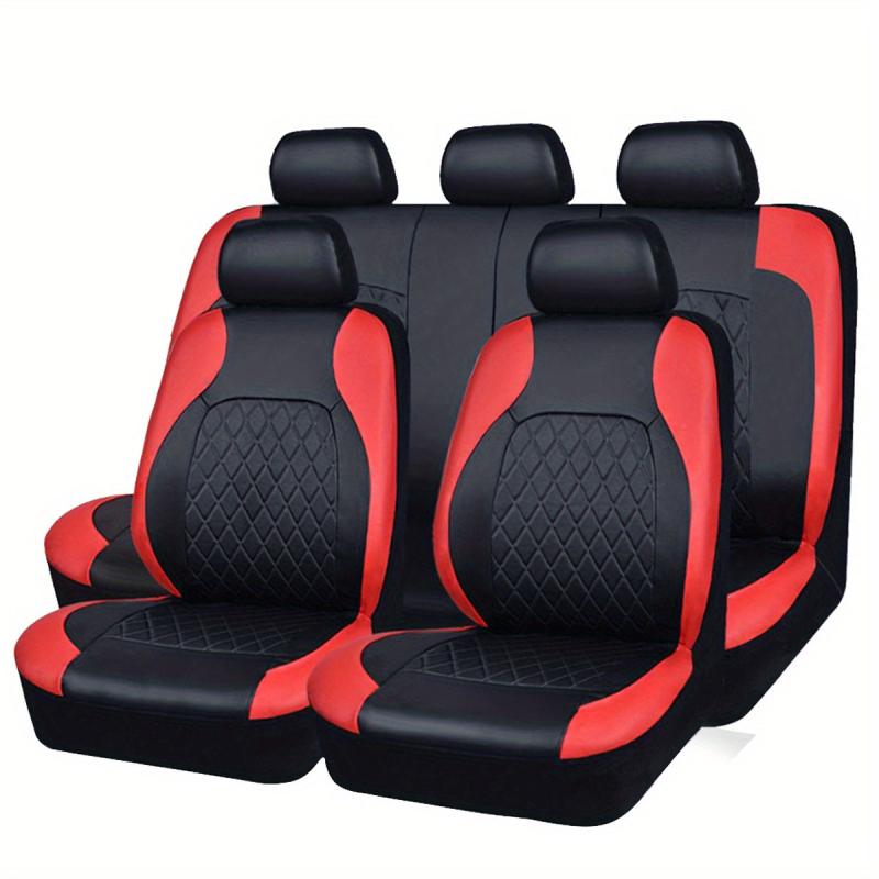 Deluxe Quilted Faux Leather 5 Seat Cover Universal Fit