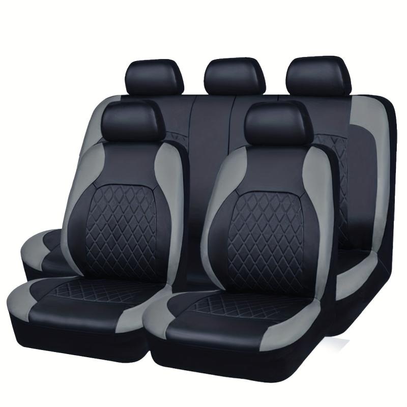 Deluxe Quilted Faux Leather 5 Seat Cover Universal Fit