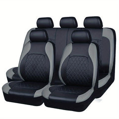 Deluxe Quilted Faux Leather 5 Seat Cover Universal Fit