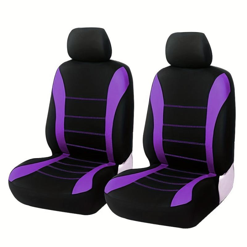 Polyester Car Seat Covers Front Pairs Gray Tan Red Car Seat Cushion