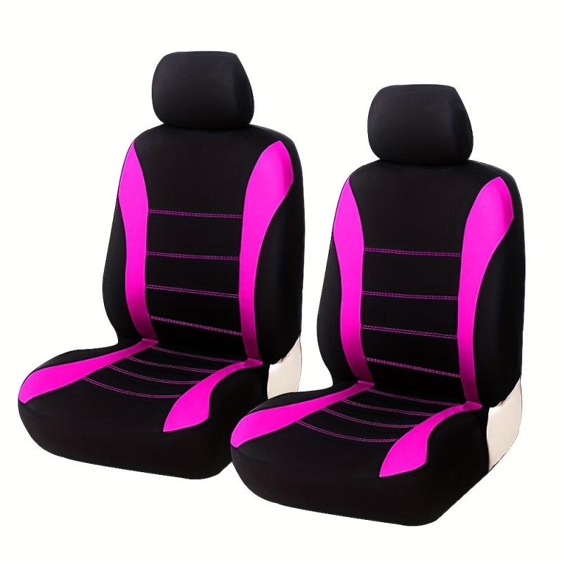 Polyester Car Seat Covers Front Pairs Gray Tan Red Car Seat Cushion