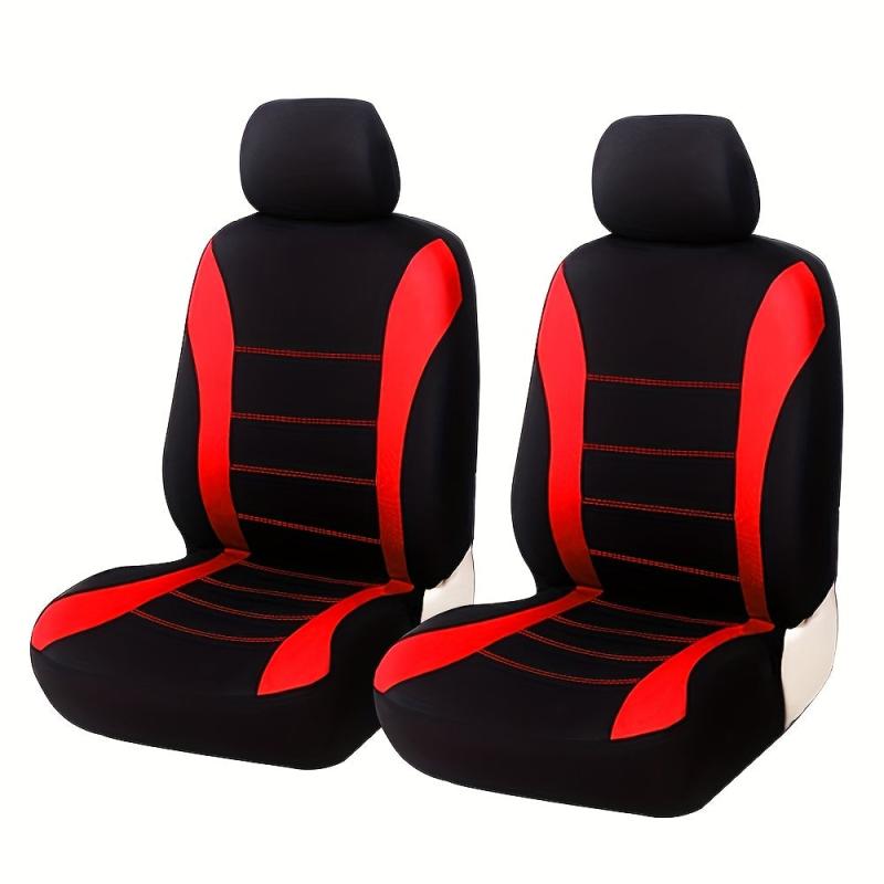 Polyester Car Seat Covers Front Pairs Gray Tan Red Car Seat Cushion