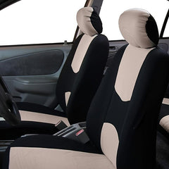 Universal Beige Flat Car Seat Cover Set 9 Piece for Men Women